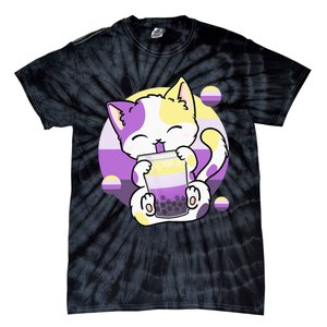 Cat Boba Tea Bubble Tea Anime Kawaii Neko Tie-Dye T-Shirt