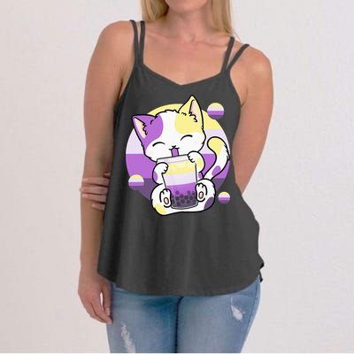 Cat Boba Tea Bubble Tea Anime Kawaii Neko Women's Strappy Tank