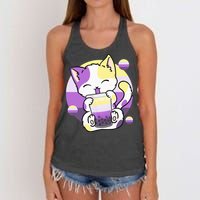 Cat Boba Tea Bubble Tea Anime Kawaii Neko Women's Knotted Racerback Tank