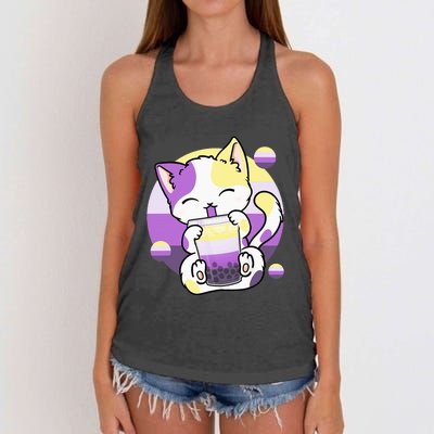 Cat Boba Tea Bubble Tea Anime Kawaii Neko Women's Knotted Racerback Tank