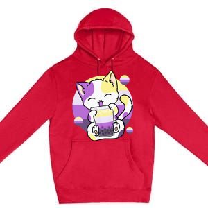 Cat Boba Tea Bubble Tea Anime Kawaii Neko Premium Pullover Hoodie