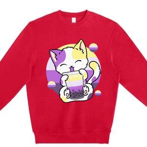 Cat Boba Tea Bubble Tea Anime Kawaii Neko Premium Crewneck Sweatshirt