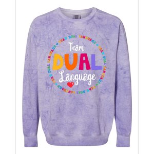 Cute Back to School Squad Team Dual Language Teachers Colorblast Crewneck Sweatshirt