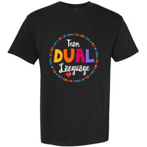 Cute Back to School Squad Team Dual Language Teachers Garment-Dyed Heavyweight T-Shirt