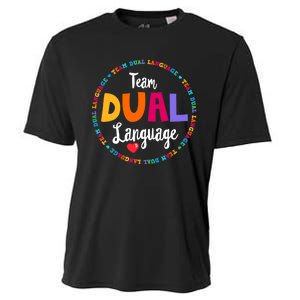 Cute Back to School Squad Team Dual Language Teachers Cooling Performance Crew T-Shirt