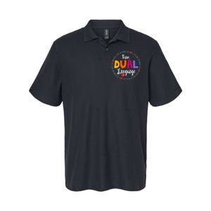 Cute Back to School Squad Team Dual Language Teachers Softstyle Adult Sport Polo