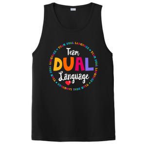 Cute Back to School Squad Team Dual Language Teachers PosiCharge Competitor Tank