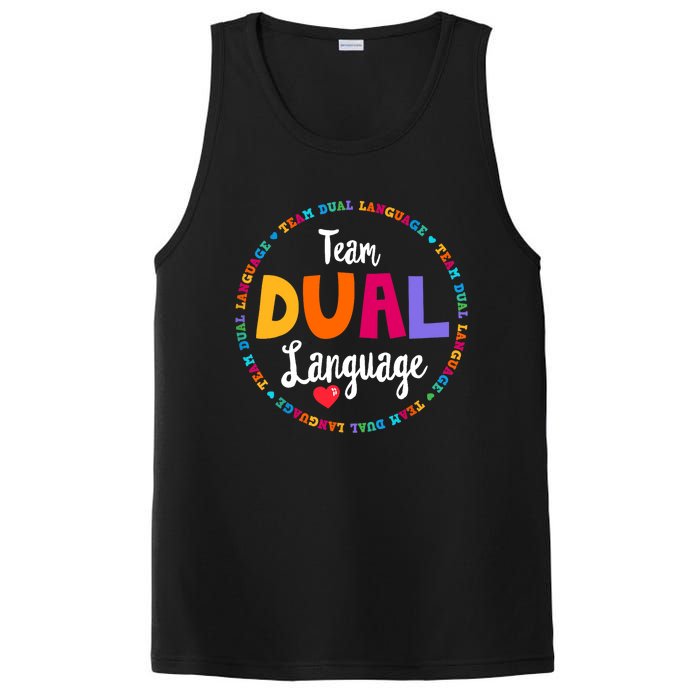 Cute Back to School Squad Team Dual Language Teachers PosiCharge Competitor Tank