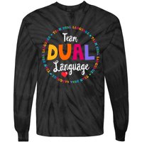 Cute Back to School Squad Team Dual Language Teachers Tie-Dye Long Sleeve Shirt