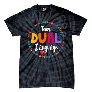 Cute Back to School Squad Team Dual Language Teachers Tie-Dye T-Shirt