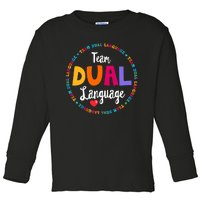 Cute Back to School Squad Team Dual Language Teachers Toddler Long Sleeve Shirt