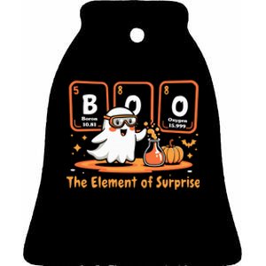 Chemistry Boo The Element Of Surprise Cute Chemist Halloween Ceramic Bell Ornament