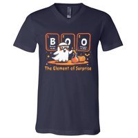 Chemistry Boo The Element Of Surprise Cute Chemist Halloween V-Neck T-Shirt