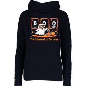 Chemistry Boo The Element Of Surprise Cute Chemist Halloween Womens Funnel Neck Pullover Hood