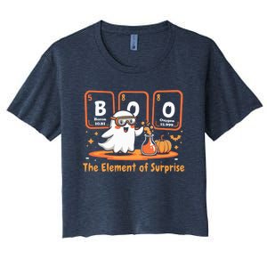 Chemistry Boo The Element Of Surprise Cute Chemist Halloween Women's Crop Top Tee