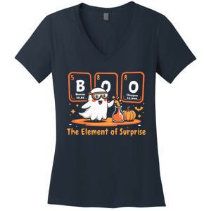 Chemistry Boo The Element Of Surprise Cute Chemist Halloween Women's V-Neck T-Shirt