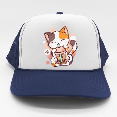 Cat Boba Tea Bubble Tea Anime Kawaii Neko Trucker Hat