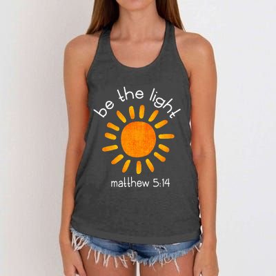 Christian Be The Light Bible Scripture Faith Quote Gifts Women's Knotted Racerback Tank