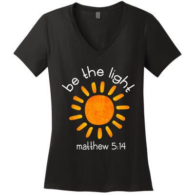 Christian Be The Light Bible Scripture Faith Quote Gifts Women's V-Neck T-Shirt