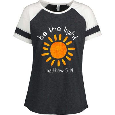 Christian Be The Light Bible Scripture Faith Quote Gifts Enza Ladies Jersey Colorblock Tee