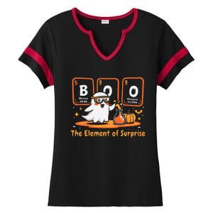 Chemistry Boo The Element Of Surprise Cute Chemist Halloween Gift Ladies Halftime Notch Neck Tee