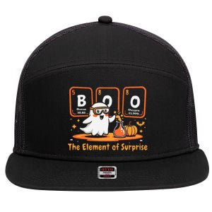 Chemistry Boo The Element Of Surprise Cute Chemist Halloween Gift 7 Panel Mesh Trucker Snapback Hat