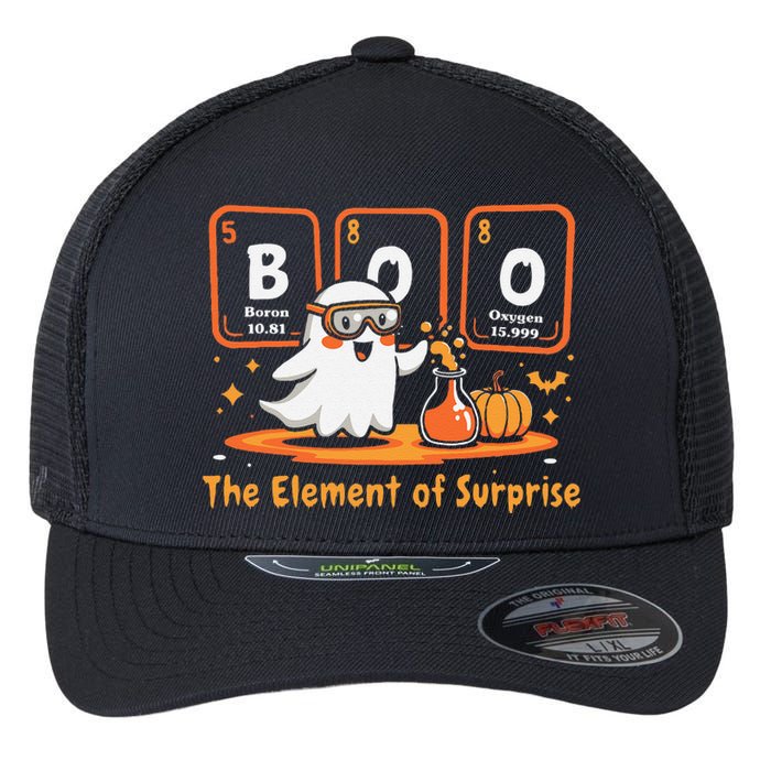 Chemistry Boo The Element Of Surprise Cute Chemist Halloween Gift Flexfit Unipanel Trucker Cap