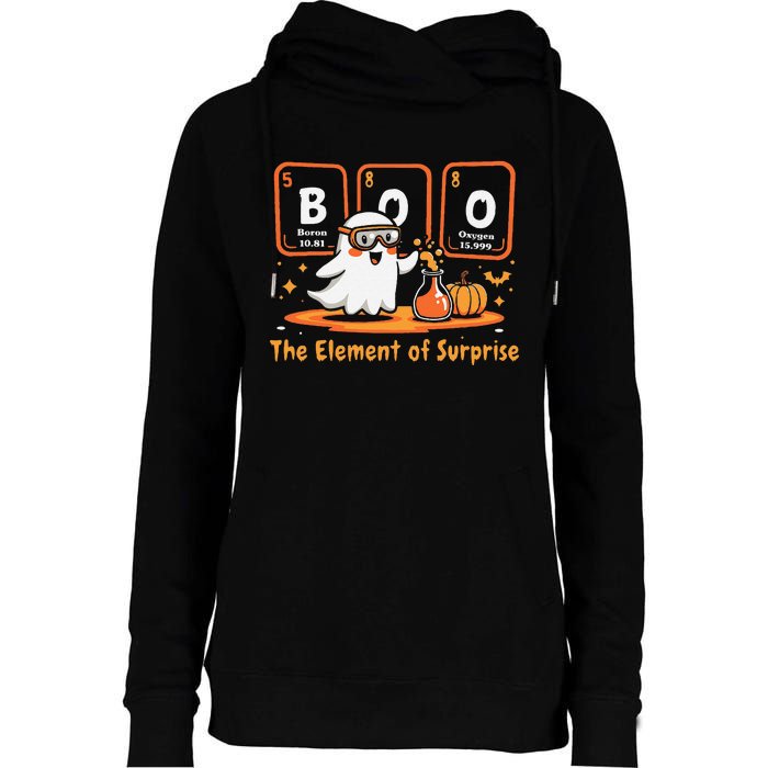 Chemistry Boo The Element Of Surprise Cute Chemist Halloween Gift Womens Funnel Neck Pullover Hood