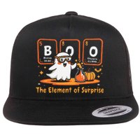 Chemistry Boo The Element Of Surprise Cute Chemist Halloween Gift Flat Bill Trucker Hat