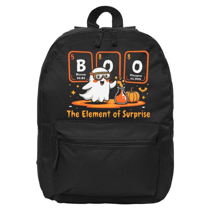 Chemistry Boo The Element Of Surprise Cute Chemist Halloween Gift 16 in Basic Backpack