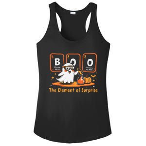 Chemistry Boo The Element Of Surprise Cute Chemist Halloween Gift Ladies PosiCharge Competitor Racerback Tank