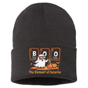 Chemistry Boo The Element Of Surprise Cute Chemist Halloween Gift Sustainable Knit Beanie