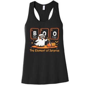 Chemistry Boo The Element Of Surprise Cute Chemist Halloween Gift Women's Racerback Tank