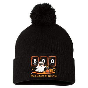 Chemistry Boo The Element Of Surprise Cute Chemist Halloween Gift Pom Pom 12in Knit Beanie