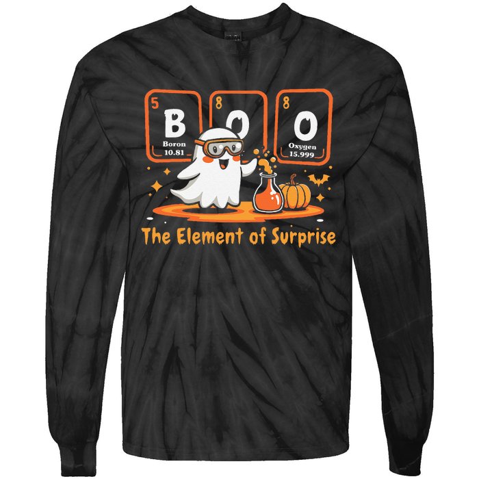 Chemistry Boo The Element Of Surprise Cute Chemist Halloween Gift Tie-Dye Long Sleeve Shirt