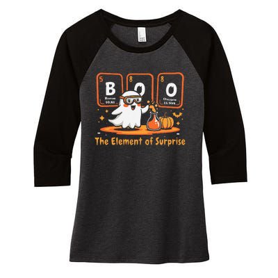 Chemistry Boo The Element Of Surprise Cute Chemist Halloween Gift Women's Tri-Blend 3/4-Sleeve Raglan Shirt