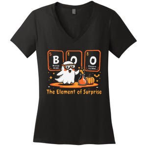 Chemistry Boo The Element Of Surprise Cute Chemist Halloween Gift Women's V-Neck T-Shirt