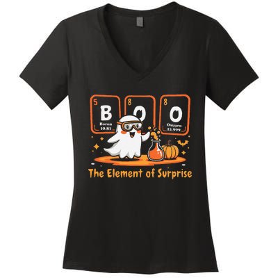 Chemistry Boo The Element Of Surprise Cute Chemist Halloween Gift Women's V-Neck T-Shirt