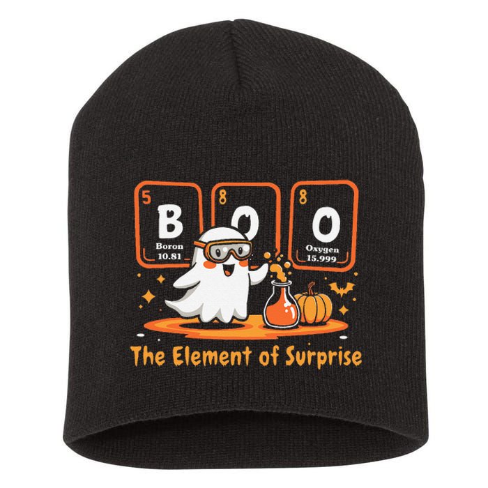 Chemistry Boo The Element Of Surprise Cute Chemist Halloween Gift Short Acrylic Beanie