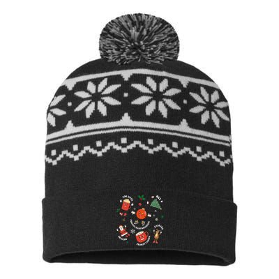 Christmas Behavior Therapist Aba Squad Behavior Analyst USA-Made Snowflake Beanie