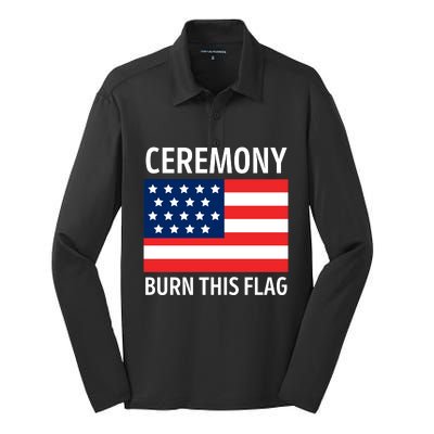 Ceremony Burn This Flag American Silk Touch Performance Long Sleeve Polo