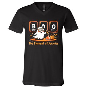 Chemistry Boo The Element Of Surprise Cute Chemist Halloween V-Neck T-Shirt