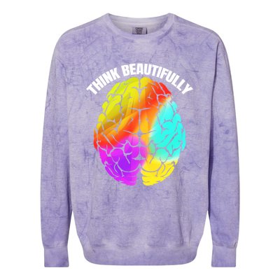 Colorful Brain Think Beautifully Lgbtq Pride Month Gift Colorblast Crewneck Sweatshirt