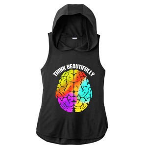 Colorful Brain Think Beautifully Lgbtq Pride Month Gift Ladies PosiCharge Tri-Blend Wicking Draft Hoodie Tank