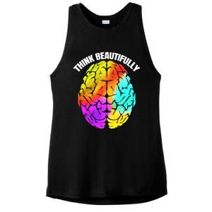 Colorful Brain Think Beautifully Lgbtq Pride Month Gift Ladies PosiCharge Tri-Blend Wicking Tank