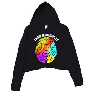 Colorful Brain Think Beautifully Lgbtq Pride Month Gift Crop Fleece Hoodie