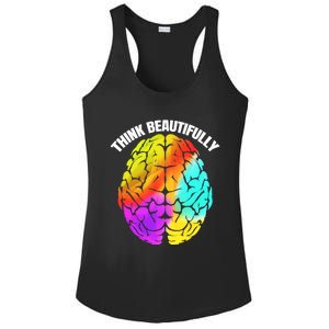 Colorful Brain Think Beautifully Lgbtq Pride Month Gift Ladies PosiCharge Competitor Racerback Tank