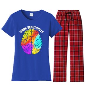 Colorful Brain Think Beautifully Lgbtq Pride Month Gift Women's Flannel Pajama Set