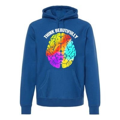 Colorful Brain Think Beautifully Lgbtq Pride Month Gift Premium Hoodie