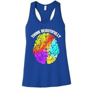 Colorful Brain Think Beautifully Lgbtq Pride Month Gift Women's Racerback Tank